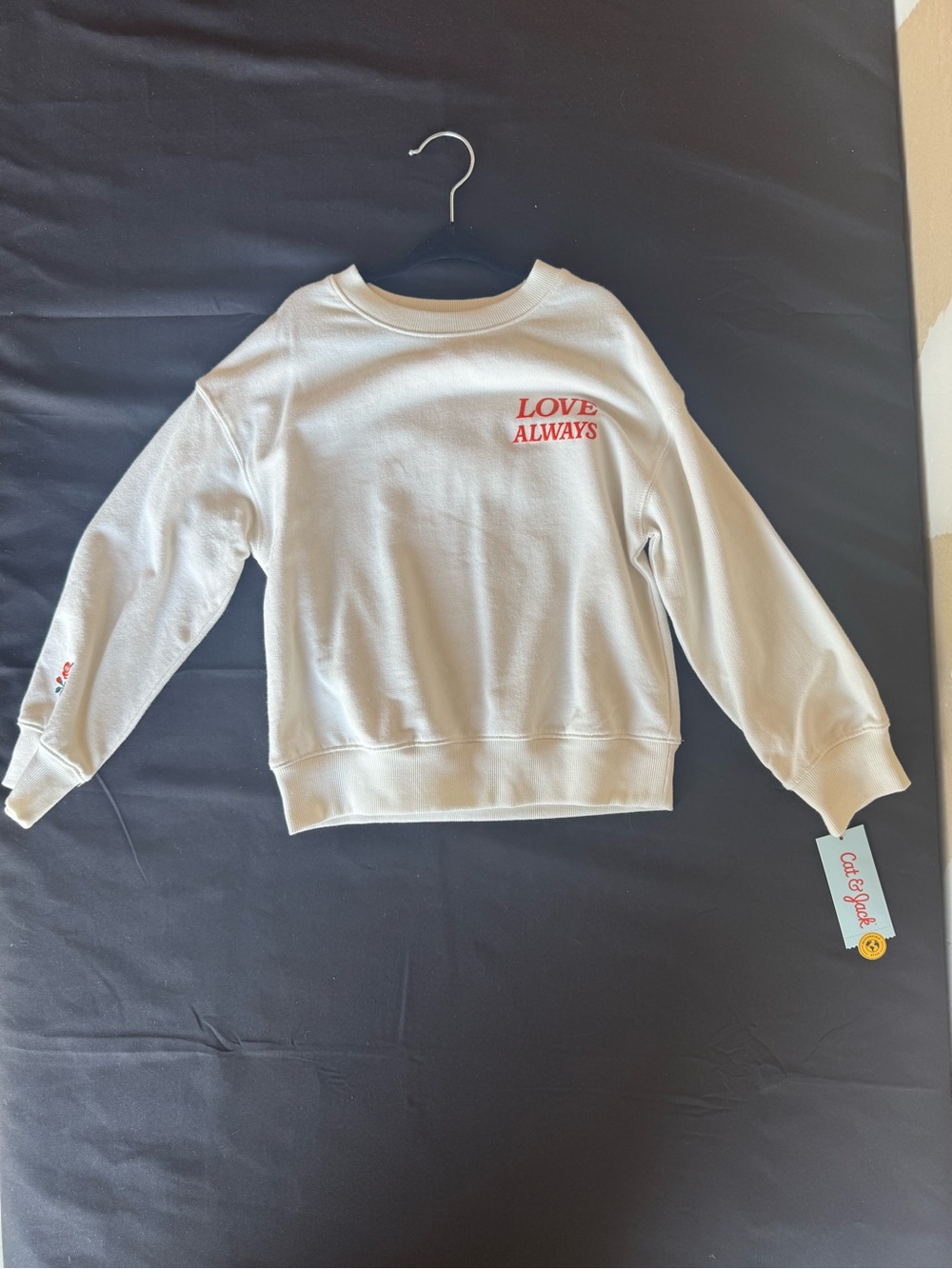 NWT Cat & Jack Girls Cream Rose Graphic Sweatshirt Love Always XS (4/5)
